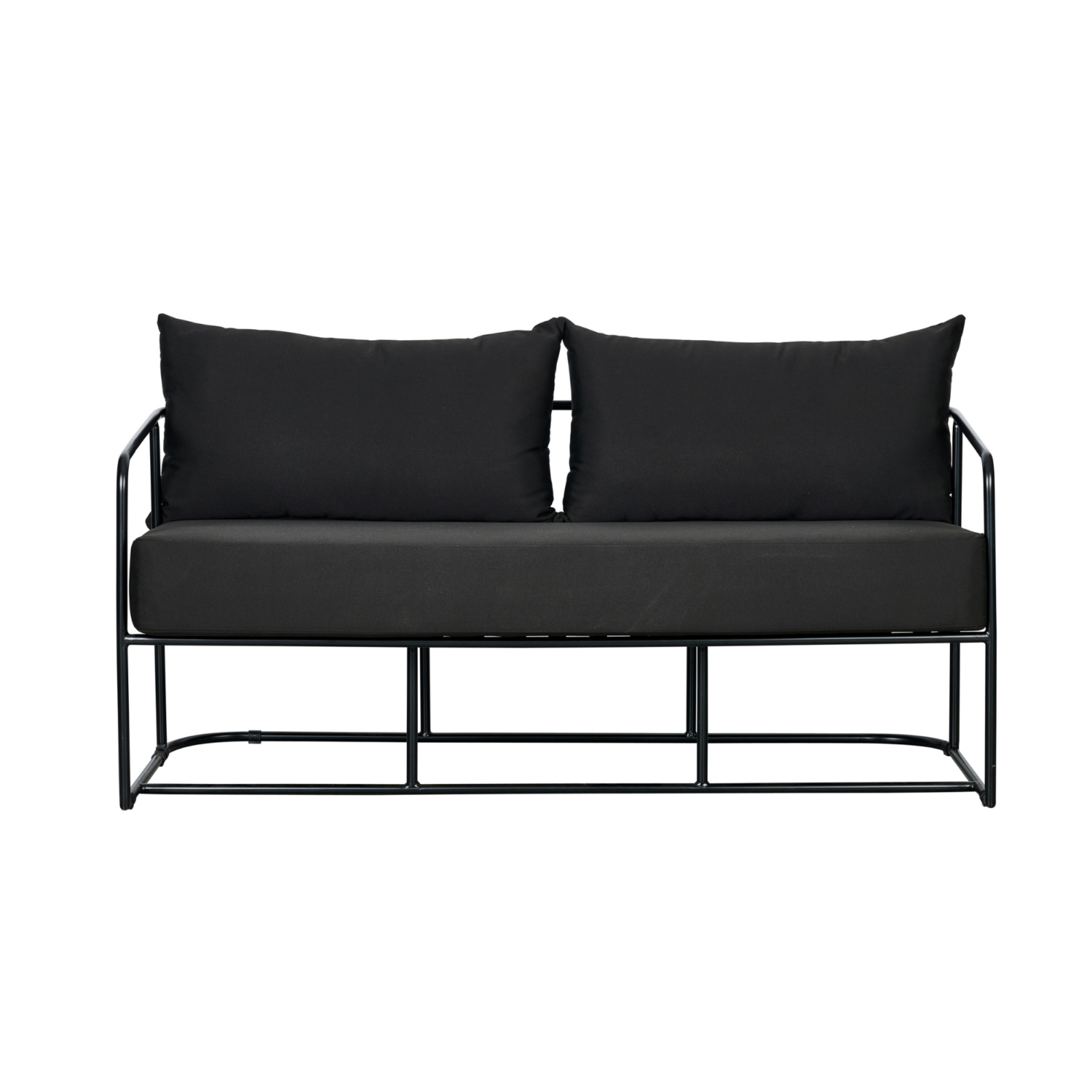 Portofino Two Seater Sofa - Black Frame / Black Cushion - Event Artillery