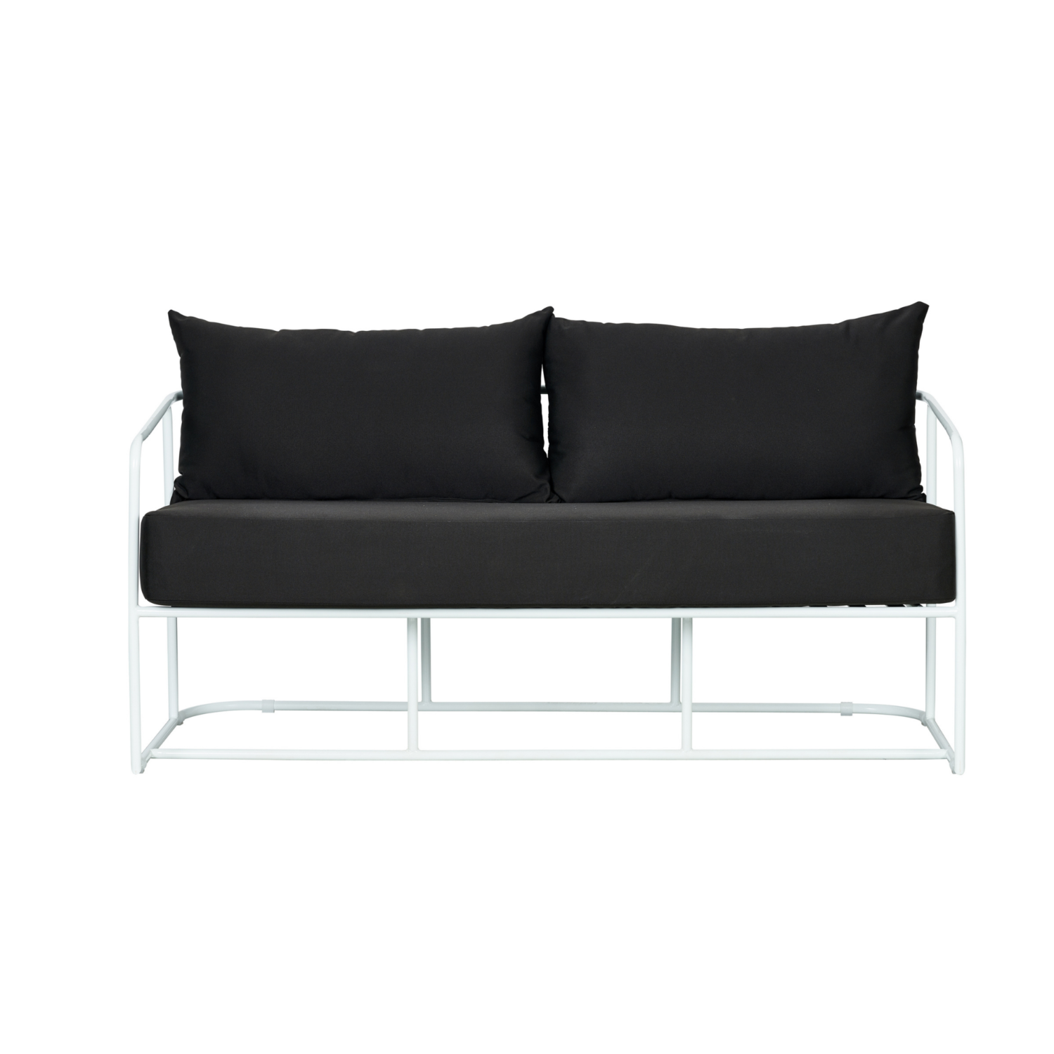 Portofino Two Seater Sofa - White Frame / Black Cushion - Event Artillery