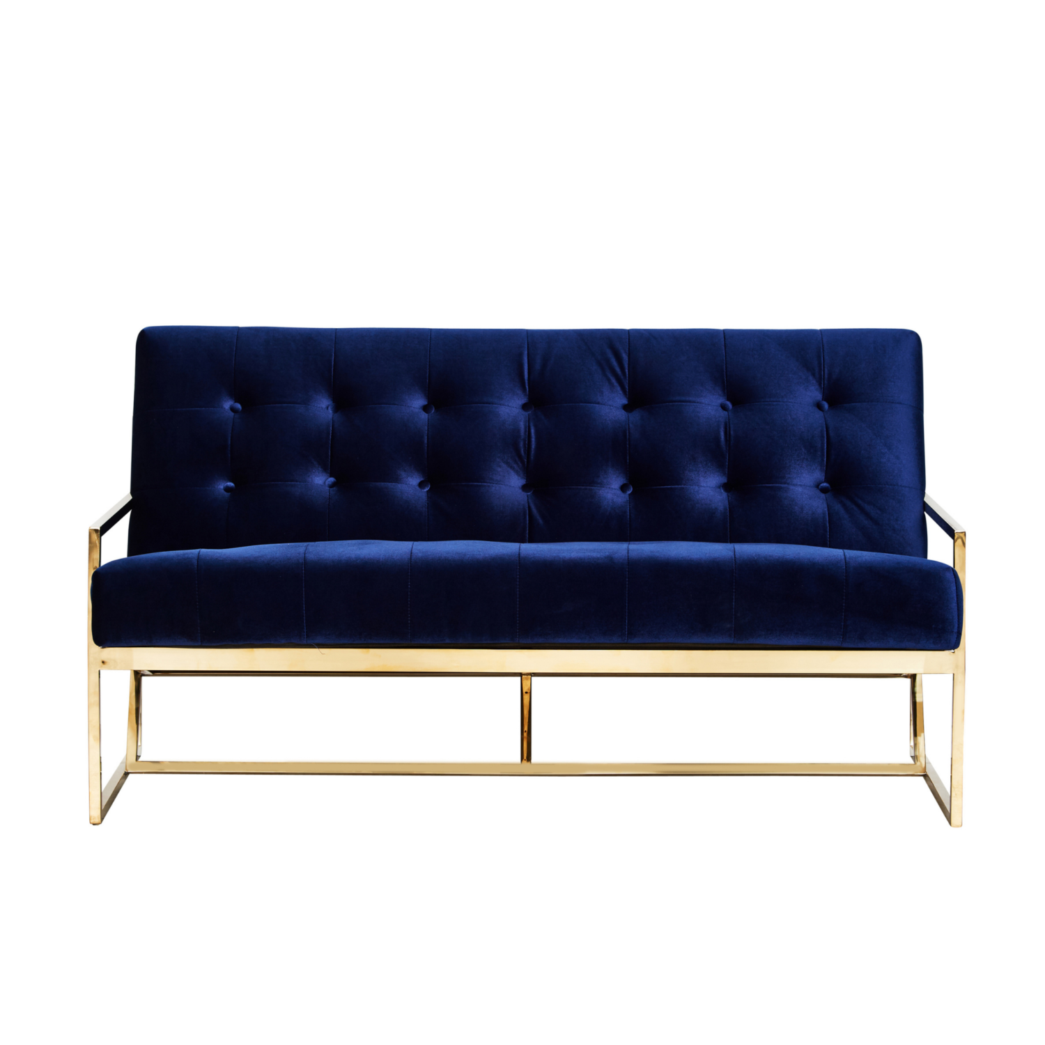 Starlet Two Seater Sofa - Navy / Gold Frame - Event Artillery
