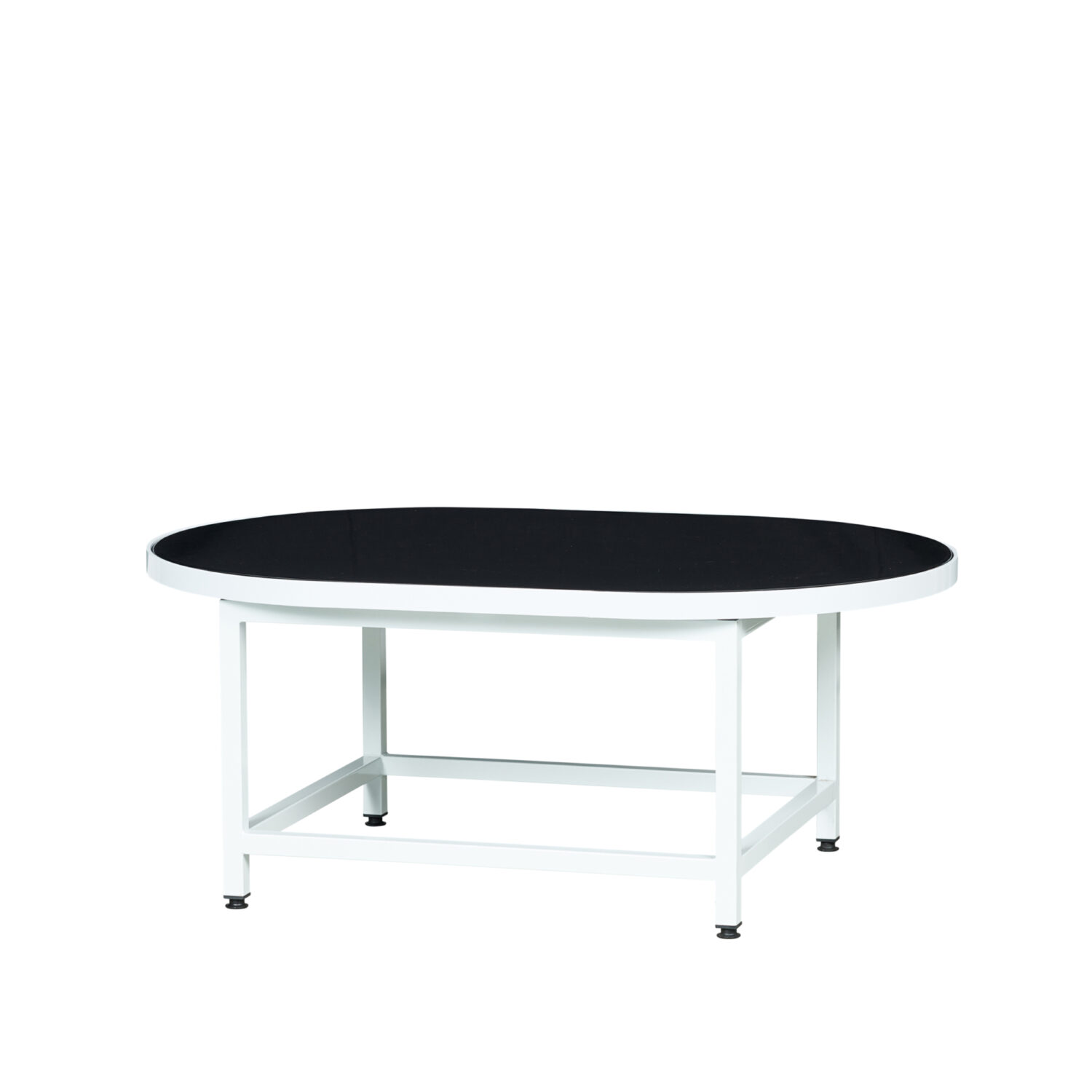 Pill Coffee Table - White Frame / Black Top - Event Artillery