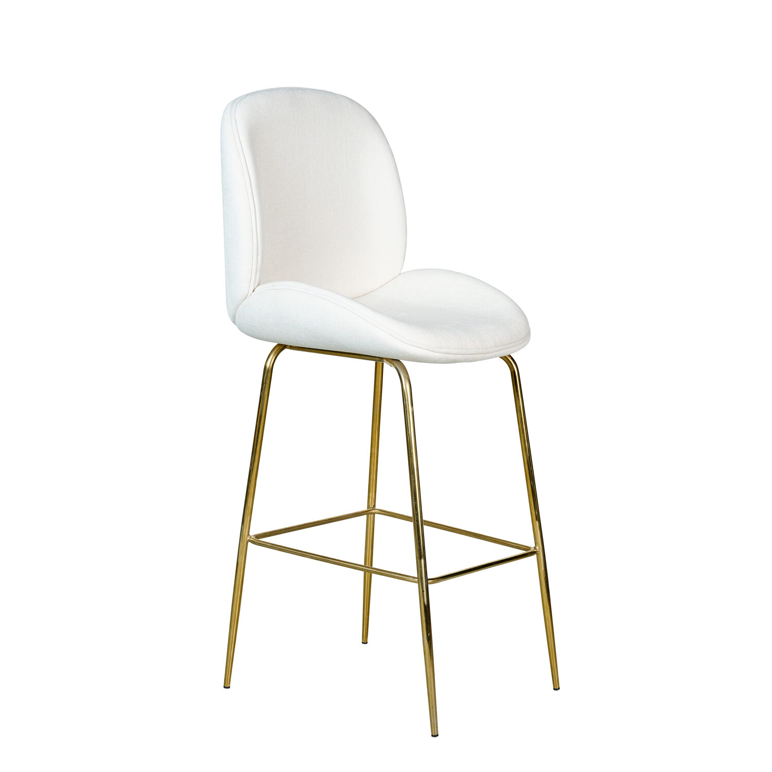 Harlow Stool - White Fabric / Gold Legs - Event Artillery